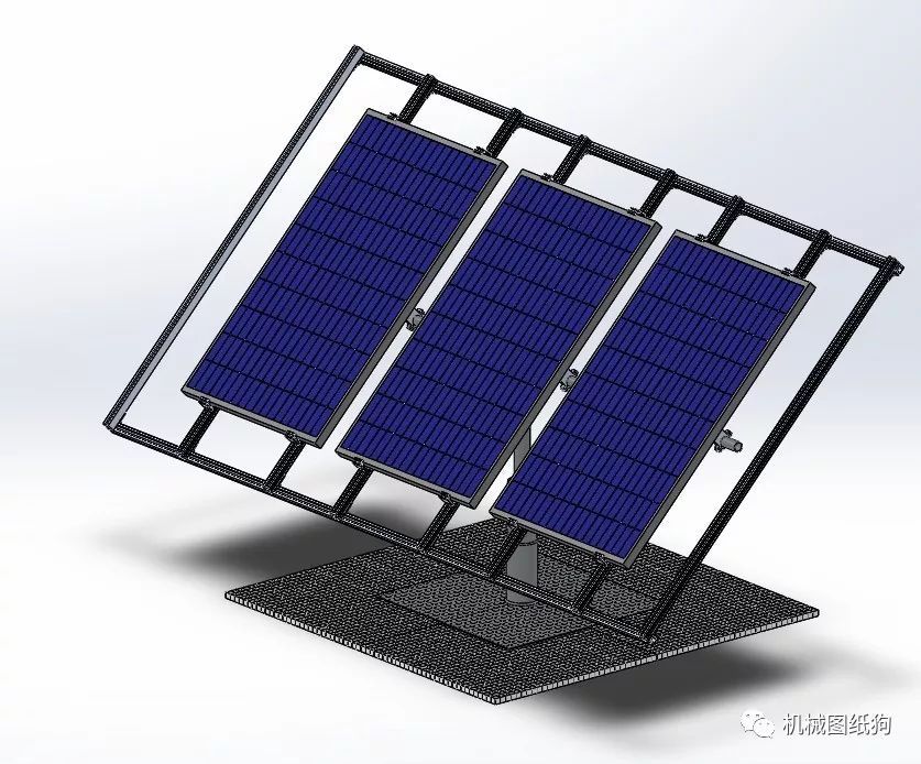 光伏太阳能板支架设计模型3D图纸 Solidworks设计
