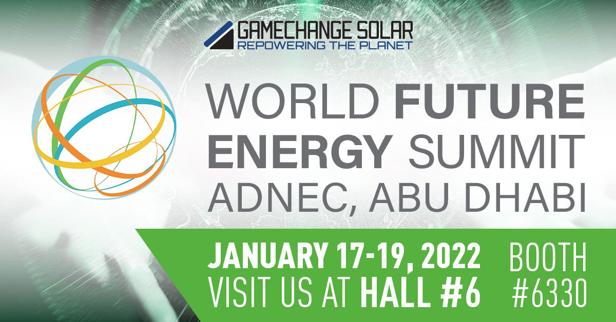 GameChange Solar 的 Genius Tracker™ 在阿布扎比世界未来能源峰会上展出